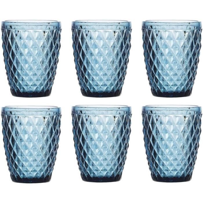 Lot De 6 Verres à Pied Excelsa Portofino - Blanc/Noir, 30 Cl, Verre Soufflé, Lave-vaisselle, Fabriqué En Italie