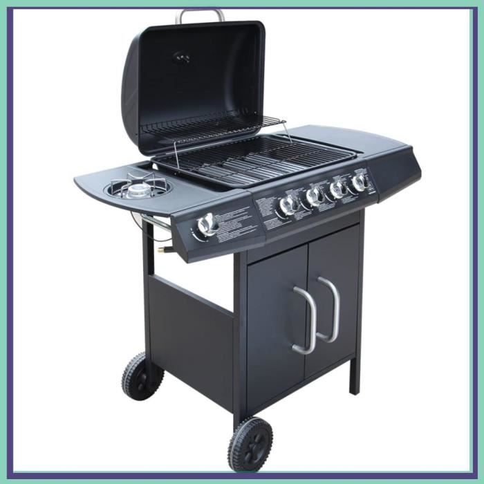 Barbecue à Gaz Portatif VidaXL - 2 Zones Cuisson, 4.2kW - Noir, Acier