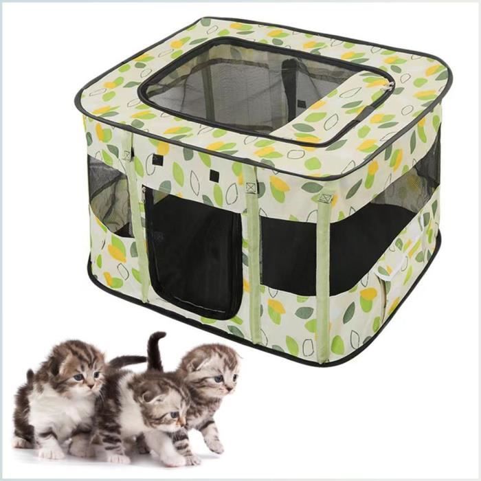 Meilleurs prix pour VGEBY Maison Pliable pour Chat avec Fenêtre Détachable et Spacieuse - Idéal pour la Livraison L 90x70x60cm / 35.4x27.6x23.6in Vert