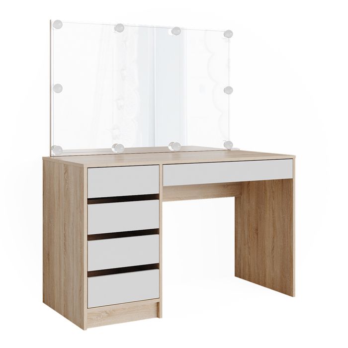 Coiffeuse Avec Miroir LED HEYZOEY 138cm - Table Maquillage Blanche Avec 2 Tiroirs Et Rangement