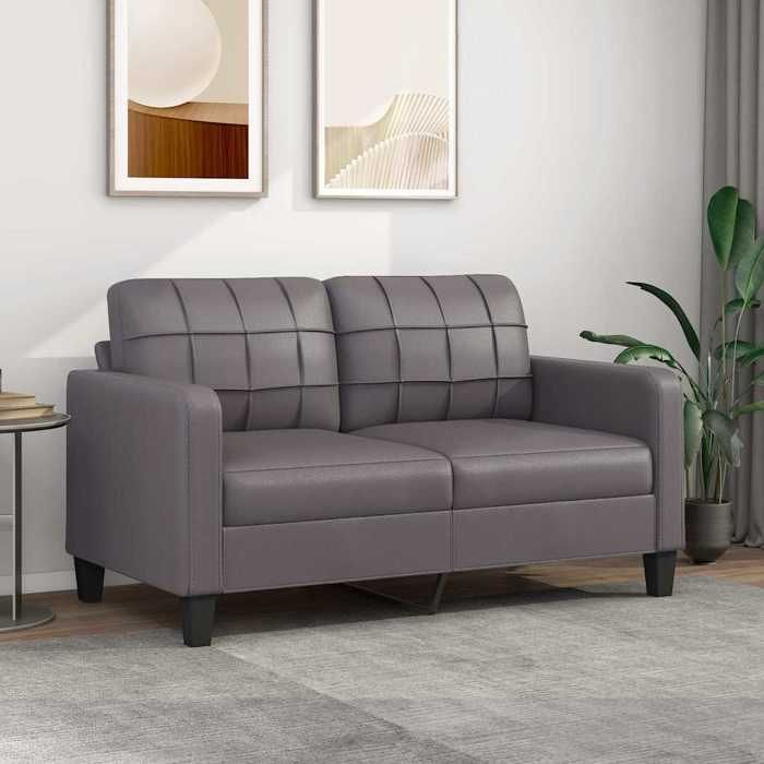 vidaXL Canapé à 2 places Gris 140 cm Similicuir 359119