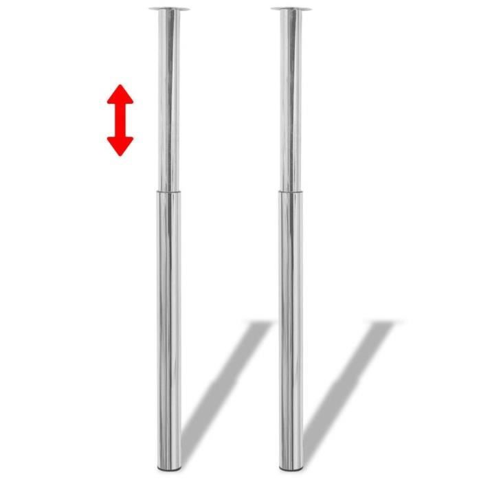 Pieds de table télescopiques - VIDAXL - 2 pcs - Hauteur réglable 710 mm à 1100 mm - Métal - Blanc