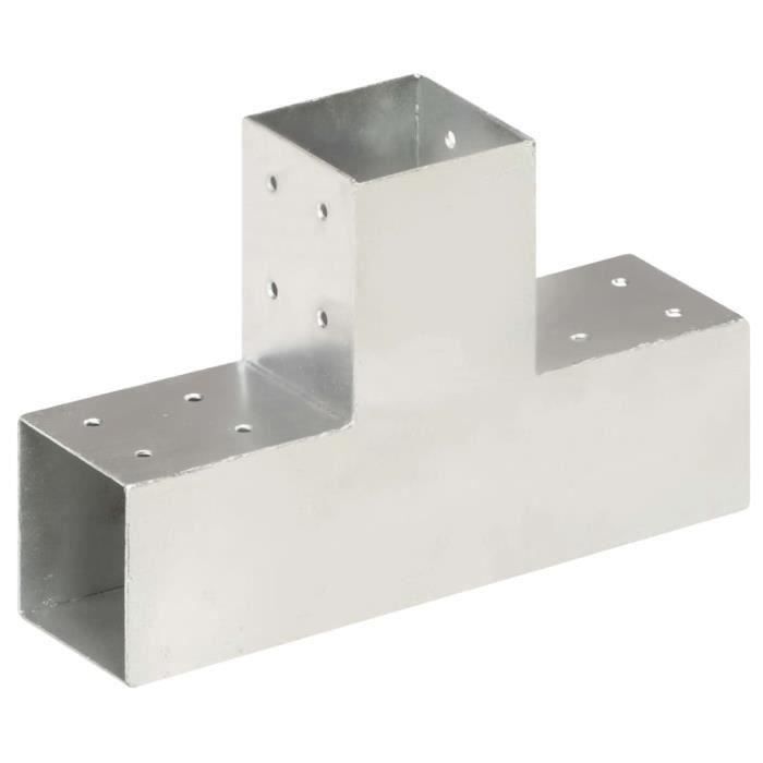 vidaXL Connecteurs de poteau 4 pcs Forme en T Métal galvanisé 81x81 mm