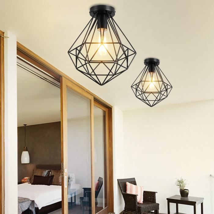 IDEGU Hängeleuchte Industrie-Design – 20 Cm Diamantform, E27, Schwarz/weiß, Für Wohnzimmer, Bar, Café