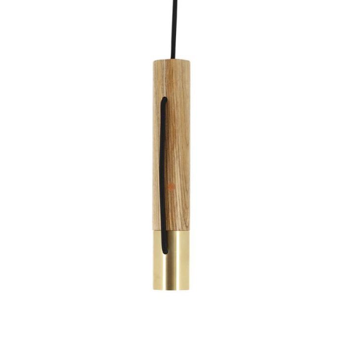 Suspension Tempo en bois et laiton culot E27 Suspension Tempo en bois et laiton culot E27