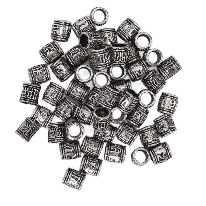 Lot de 85 perles de barbe nordiques viking - Tresses de cheveux