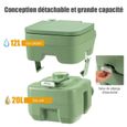 COSTWAY Toilette Portable Camping Réservoir Détachables 20L+10L-Évier à Main à Roulette-Réservoir 17 L-Pompe à Pied-Robinet-Vert-1