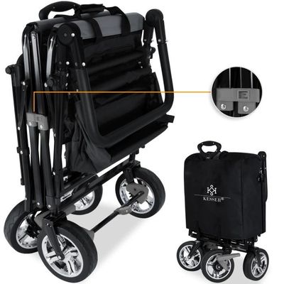 KESSER® GTS-9100 Carro de transporte plegable, techo, 150 kg, ruedas de goma dura, frenos, cerradura, cubierta, intemperie, rompevistas