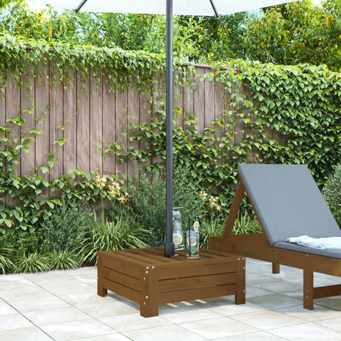 Parasol Cache Couvercle de base de parasol-Pied de Parasol-marron miel bois massif de ...