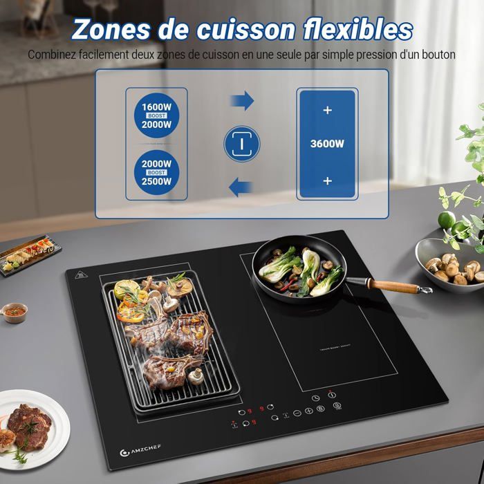 Plaque induction 4 zones SUTEO 60 cm Zones flexibles Fonction — free download