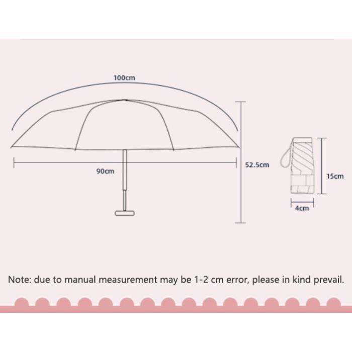 Parapluie Pliant Nnicorns UPF 50+ - Protection UV Et Pluie - 6 Nervures - Compact Pour Sac à Main
