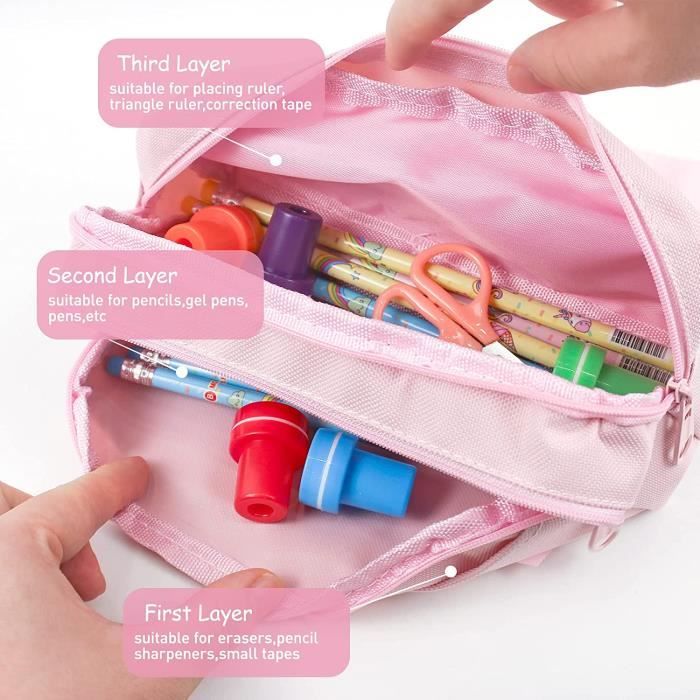 Trousse Scolaire tanche 3 Compartiment Trousse Crayons de