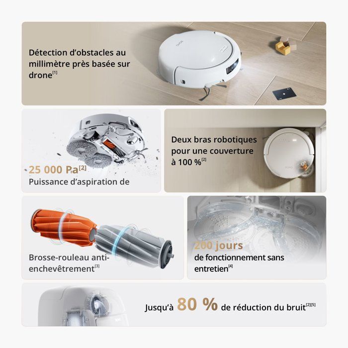 Robot Aspirateur-laveur DJI ROMO P – Design Transparent, 25000 Pa, Station Autonettoyante – Nettoyage Mains Libres
