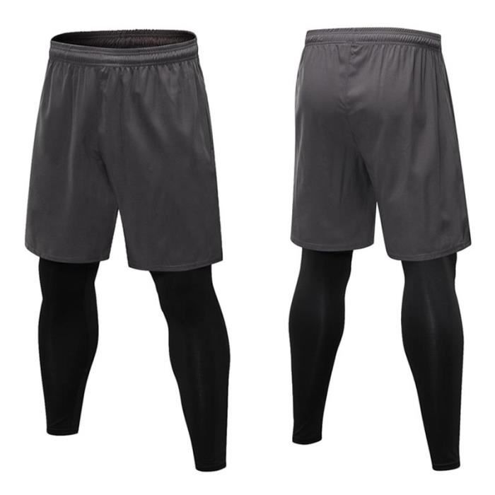 Shorts de Compression Running 2 en 1 pour Homme Gris Fitness Gris Cdiscount Sport