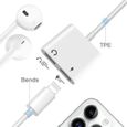 [Certifié Apple MFi] Adaptateur D'écouteurs pour iPhone,Double Adaptateur Lightning Audio & Chargeur iPhone Splitter Dongle Co[577]-2