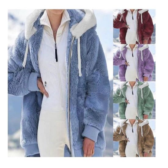 Veste Polaire Femme AEGJEGVD - Capuche Zippée, Chaude Et Confortable Pour L'hiver, Style Décontracté