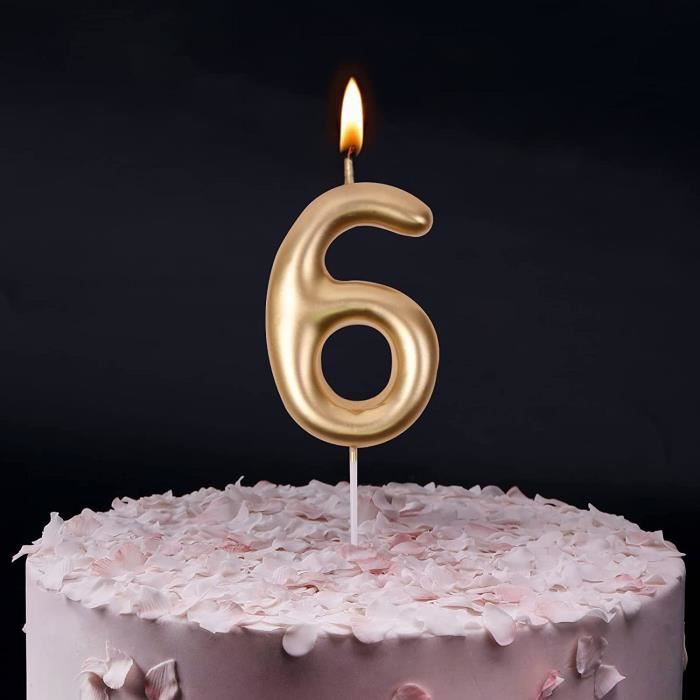 6 ans Bougies d'anniversaire numéro 6, bougies d'anniversaire dorées,  adaptées aux fêtes d'anniversaire[675] - Cdiscount Maison