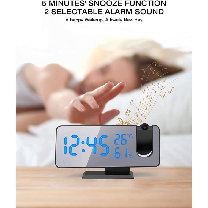 Réveil Numérique Avec Projecteur Au Plafond 180°, Horloge Digitale BYZESTY Pour Chambre Ou Bureau – Arc-en-ciel