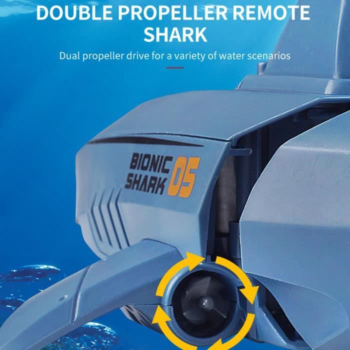 Requin Télécommandé Kiztoys 2.4 GHz - Bateau Jouet RC Simulation Gris - Neuf
