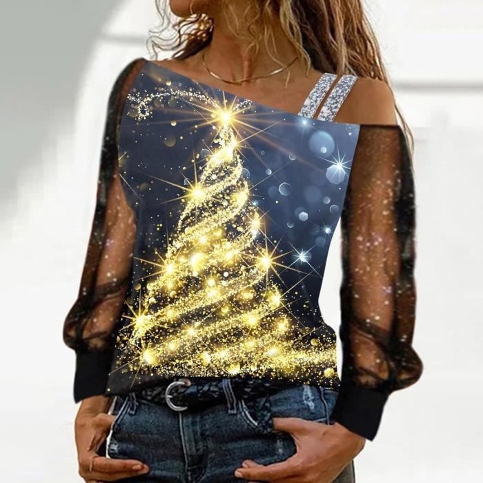 Minetom Ensemble 2 Pièces Femme Élégant – Haut Épaules Dénudées Imprimé Manches Longues + Pantalon Large Taille Haute