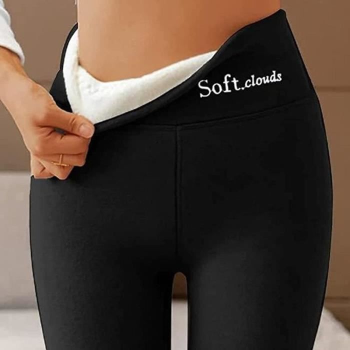 Leggings d hiver Femme Thermique Polaire DoublS De Molleton Leggings Taille Haute Extensible noir Noir Cdiscount Pret a Porter