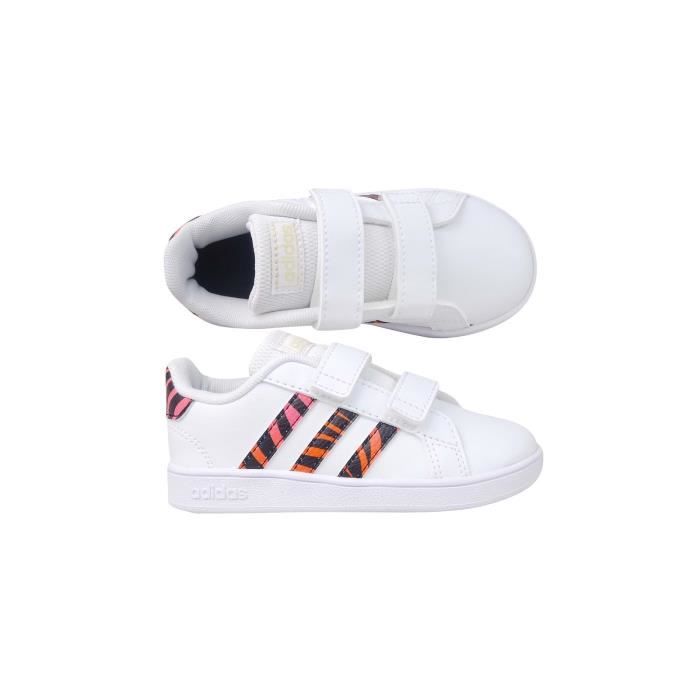 Basket adidas Grand Court Tiger Print Bebe ADIDAS ORIGINALS GZ1079 Scratch Blanc Fille Blanc Cdiscount Chaussures
