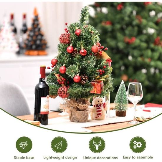 Sapin De Noël Artificiel Lumineux 60 Cm HOMCOM - LED Blanc Chaud, 141 Pointes, Pommes De Pin, Base Béton