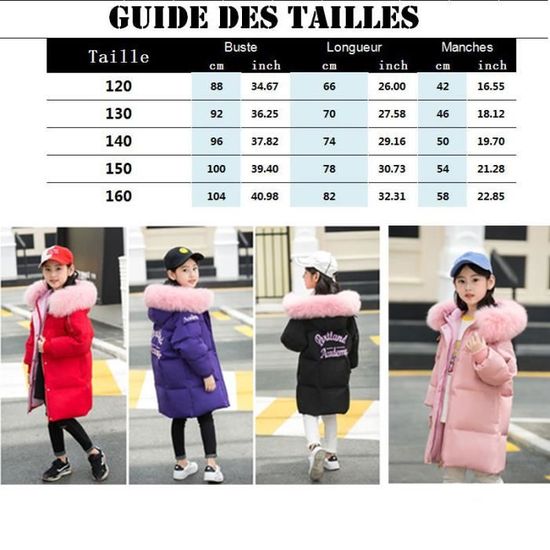 Doudoune Fille LEOCLOTHO Veste Chaude mi longue Rose Polyester Duvet et plume blanche de canard Rose Cdiscount Pret a Porter