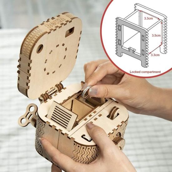 NightyNine Boîte à trésors modèle mécanique - Puzzle en Bois 3D Casse-tête  taillé au Laser - Boite secrete Jeu Bois Adulte - Cadeau - Cdiscount Jeux -  Jouets