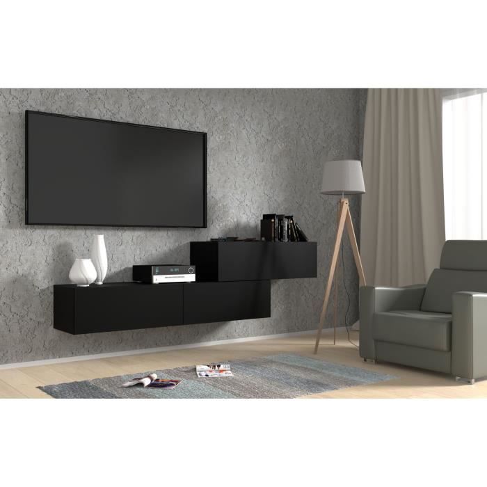 Meuble Tv Suspendu Noir Mat