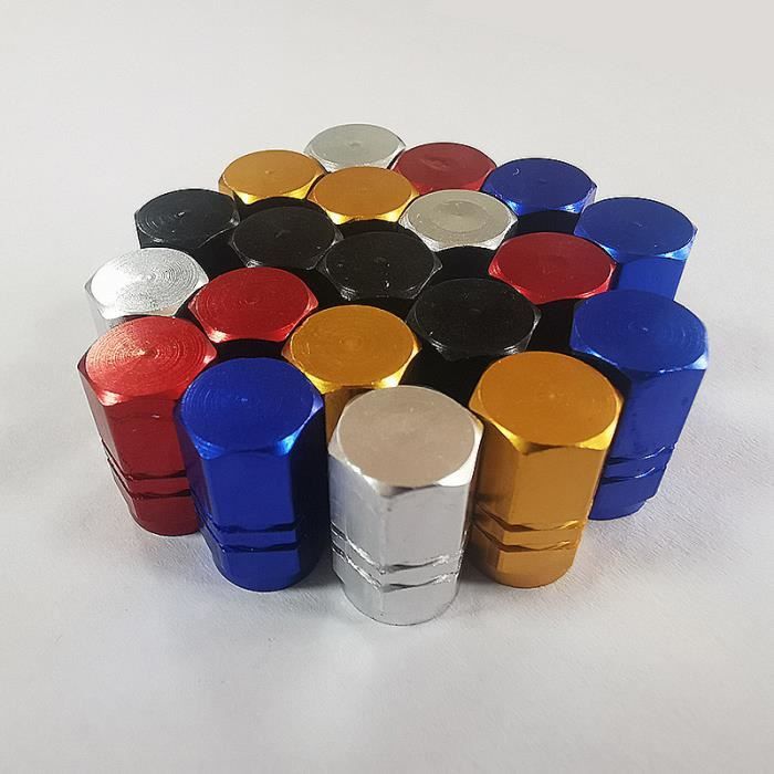 Lot 8 Bouchons De Valve Aluminium – Anti-Poussière Pour Pneus Voiture, Moto, Vélo, Camion – 7 Couleurs Au Choix