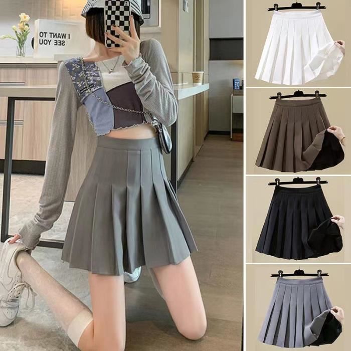 Mini jupe plissee taille haute pour femmes tenue de tennis coreenne courte vintage sexy blanche noire ete 2023 E279888338 Blanc Cdiscount Pret a Porter