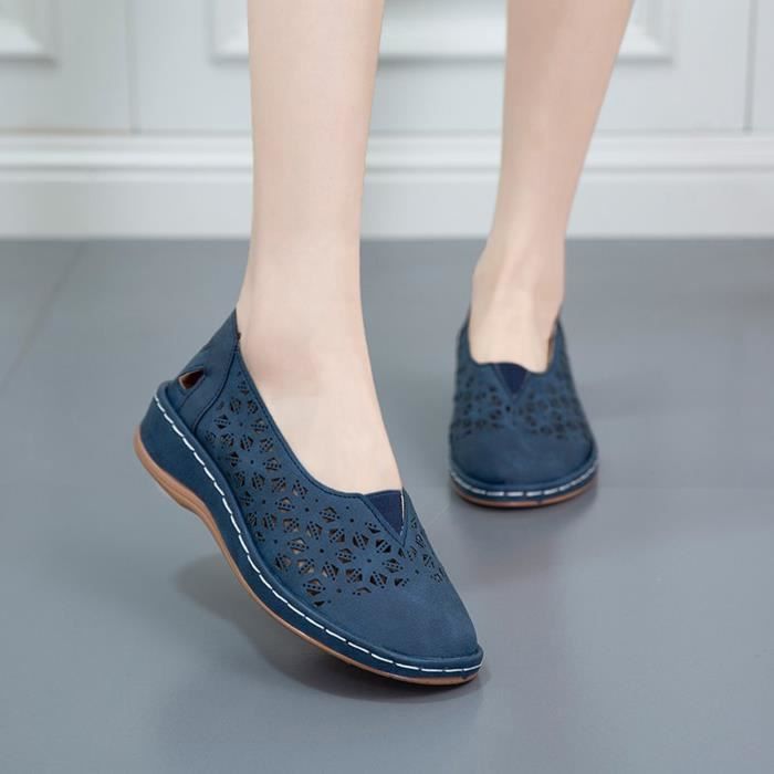 Chaussures plates pour femmes à la mode, talons compensés creux