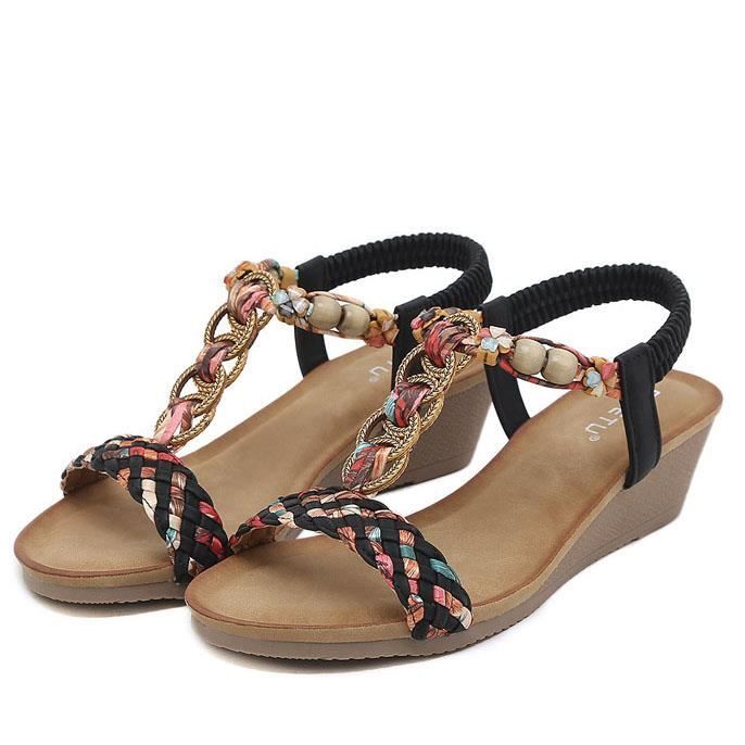 Femme Talon Compensé Sandales Femme Amazon Sandale Compensée Noire