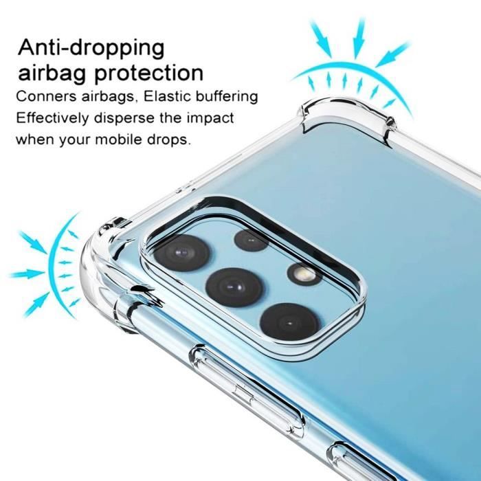 HHUAN Coque pour Samsung Galaxy M53 5G (6.7) + [2 Pièces Verre trempé  Protecteur d'écran], Transparent TPU Case, Anti-Choc Souple Silicone  Protection