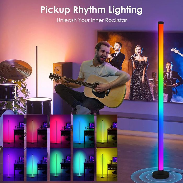 Rgb Led Lampadaire Dimmable Pour Salon, Lampe D'Angle 165Cm Avec