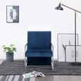 25755Vintage Fauteuil Chaise Confortable - Fauteuil avec pieds en chrome Bleu Velours Fauteuil Relaxation Fauteuil TV - Moderne-0