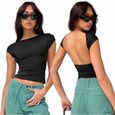 Top Dos Nu Femme Flintronic - T-shirt Réversible Y2K - Manches Courtes - Nylon/Élasthanne