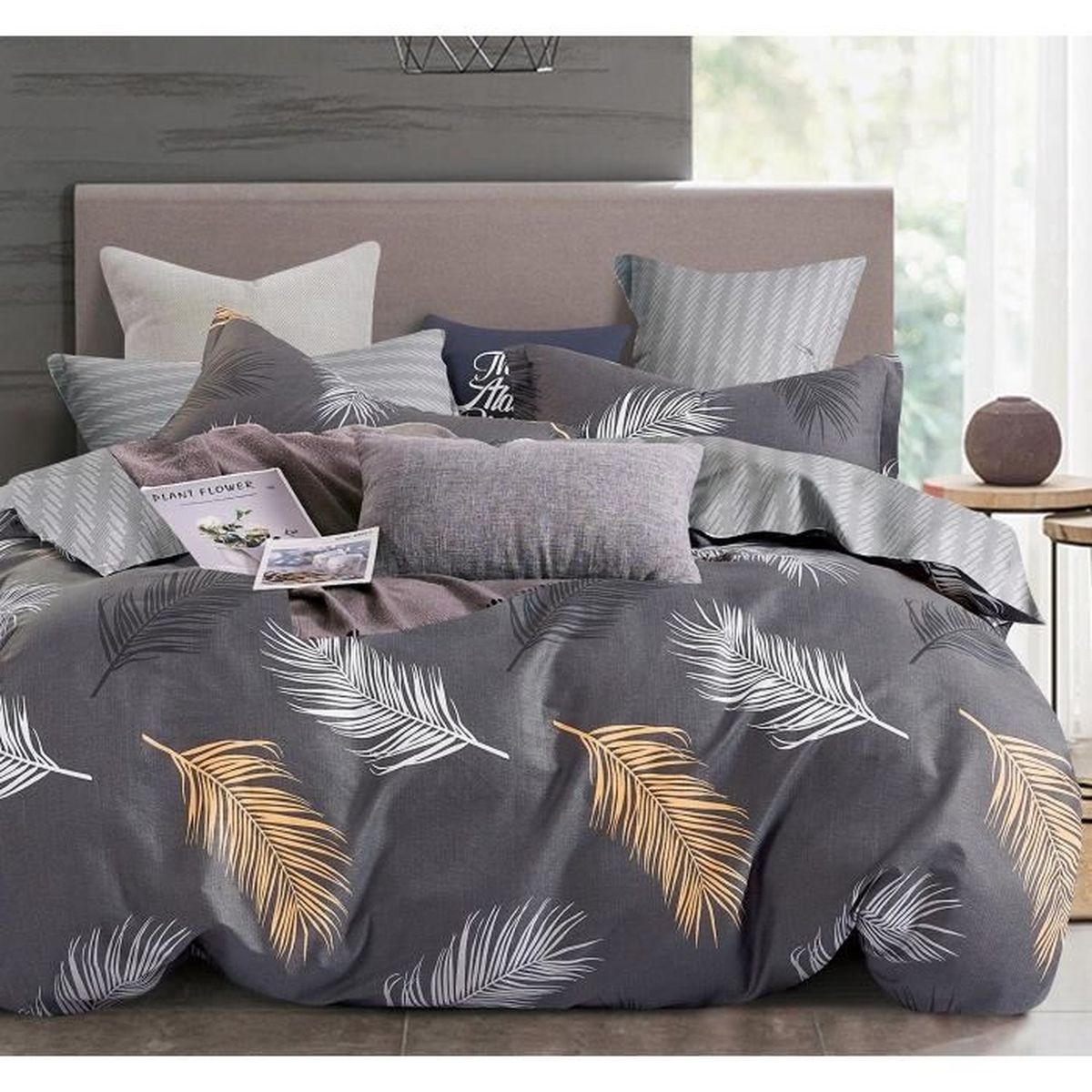 Housse De Couette 100% Coton Percale 80 Fils 240x220cm+2 Taies D