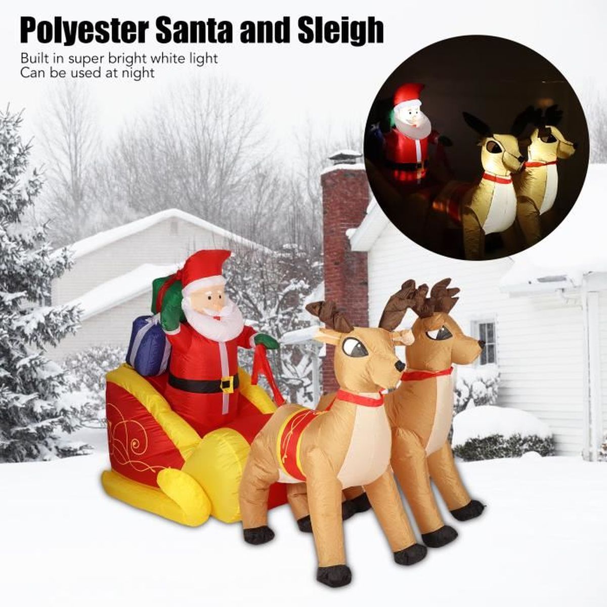 VGEBY Décoration de Noël gonflable pour jardin - Père Noël gonflable