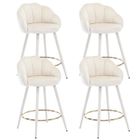 WAHSON OFFICE CHAIRS WAHSON Tabouret de Bar Lot de 4 Chaise de Bar avec Pieds en Métal, Chaise Haute de Cuisine pour Comptoir et Bar, Velours, Beige