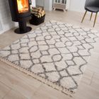 TAPISO Tapis Salon Poils Longs VERSAY Gris Crème Berbère Polypropylène Intérieur 160x220 cm