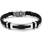 Besteel Bijoux Bracelet Homme Acier inoxydable Cordon en cuir - 20 cm de longueur - 10 mm de largeur