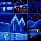 CASEME 216LED Guirlande lumineuse d'extérieur et intérieur de Noël 5.5m LED Glaçon pendaison mur Rideau ficelle pour mariage Noël - bleu
