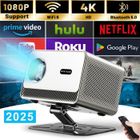 MAXLABER Vidéoprojecteur, Netflix/Android TV, Projecteur 30000 Lumens, 4K WiFi Bluetooth 1080P Full HD Auto Focus/Keystone - Avec Support