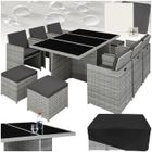 ENSEMBLE TABLE CHAISE DE JARDIN - TECTAKE - Salon de jardin NEW YORK cadre en aluminium 2 sets de housses pliable - Gris Clair