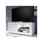 Meuble TV - TOUSMESMEUBLES - MATERA - Blanc laqué brillant - LED's Blanches