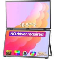 UPERFECT 18,5 pouces double écran supérieur et inférieur, moniteur portable Full HD 100HZ 1080P
