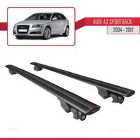 Compatible avec Audi A3 Sportback 2004-2013 HOOK Barres de Toit Railing Porte-Bagages de voiture Avec verrouillable Alu NOIR