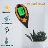 Testeur de sol à affichage numérique électronique LCD 4 en 1, testeur de pH, humidité, température, analyseur de lumière, testeur p